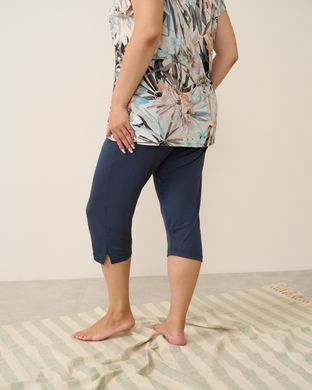 Жіночий комплект Plus Size з капрі - квітковий принт Бежевий l