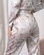 Женская бежевая пижама на пуговицах - цветочный принт Фото товара 8 из 9