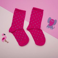 Носочки на девочку - малиновые с сердечками, Розовый, 25-29