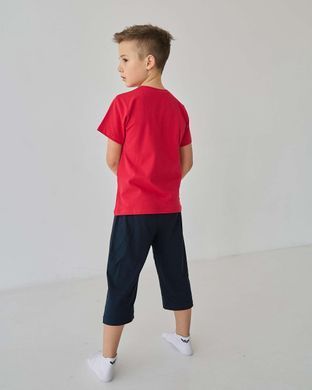 Подростковый комплект с шортами на мальчика - Скейт - Family look папа/сын, Красный, 10-11