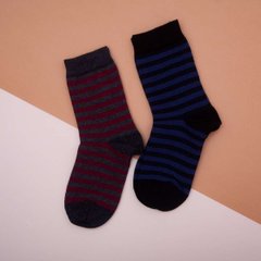 Носки подростковые для мальчика - широкая полоска, Бордовий, 30-35