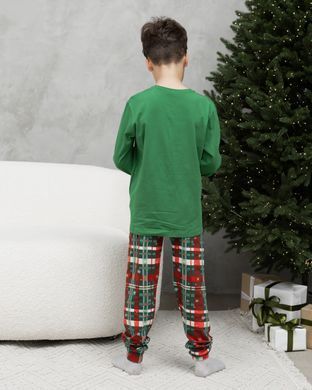 Подростковая пижама для мальчика с брюками Новогодняя Love Family look для семьи, Зелёный, 8-9