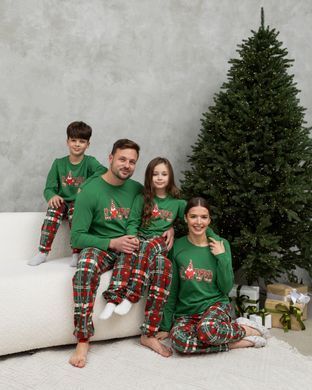 Подростковая пижама для мальчика с брюками Новогодняя Love Family look для семьи, Зелёный, 8-9