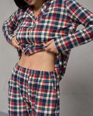 Піжама жіноча зі штанами на ґудзиках - клітинка Фото товару - Інтернет-магазин Zaragoza
