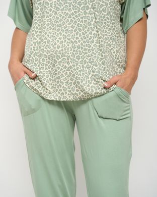 Вискозный комплект с брюками и футболкой - хаки, Хакі, 4xl