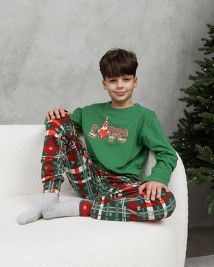 Подростковая пижама для мальчика с брюками Новогодняя Love Family look для семьи, Зелёный, 8-9