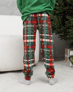 Подростковая пижама для мальчика с брюками Новогодняя Love Family look для семьи, Зелёный, 8-9