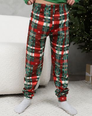 Подростковая пижама для мальчика с брюками Новогодняя Love Family look для семьи, Зелёный, 8-9