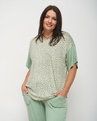 Вискозный комплект с брюками и футболкой - хаки, Хакі, 4xl