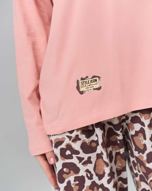 Жіночий комплект з леопардовими штанами - без манжету- оверсайз Фото товару - Інтернет-магазин Zaragoza