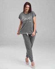 Батальный комплект со штанами и футболкой - Love, Тёмно-серый, 2xl