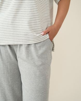 Комплект женский с капри Plus Size - в полоску Светло-серый 2xl
