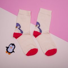 Шкарпетки на дівчинку-підлітка - жовті з пінгвіном, Жовтий, 30-35