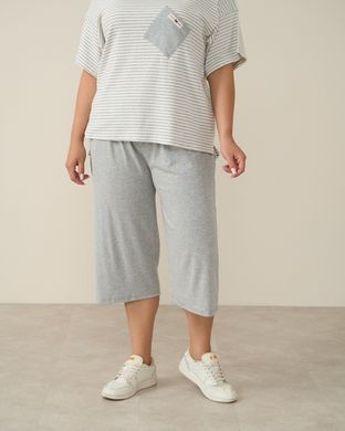 Комплект женский с капри Plus Size - в полоску Светло-серый 3xl