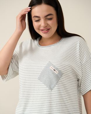 Комплект женский с капри Plus Size - в полоску Светло-серый 3xl