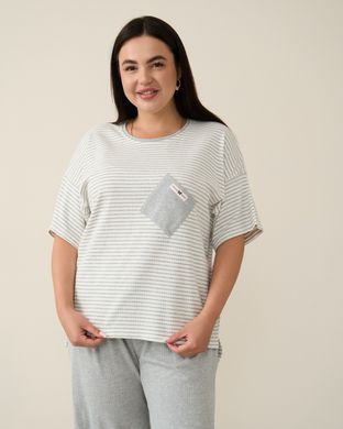 Комплект женский с капри Plus Size - в полоску Светло-серый 3xl