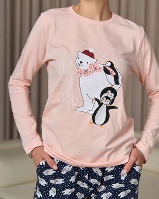 Жіноча піжама зі штанами - Ведмідь та пінгвіни - Family look мама/донька Фото товару - Інтернет-магазин Zaragoza